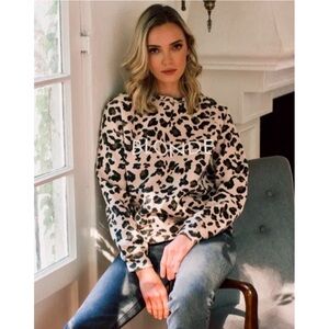 Brunette The Label | Blonde Leopard Print Crewneck Sweatshirt Size Medium/Large